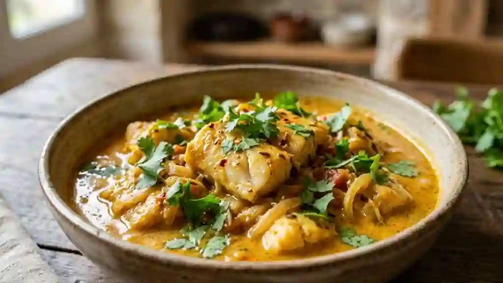 Filet de dorade croustillant au lait de coco & curry